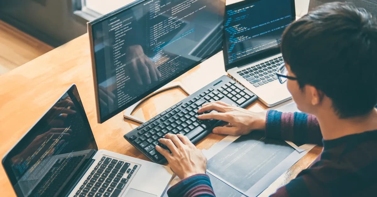 Web development team working on projects