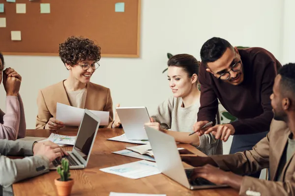 Business development team working on partnerships